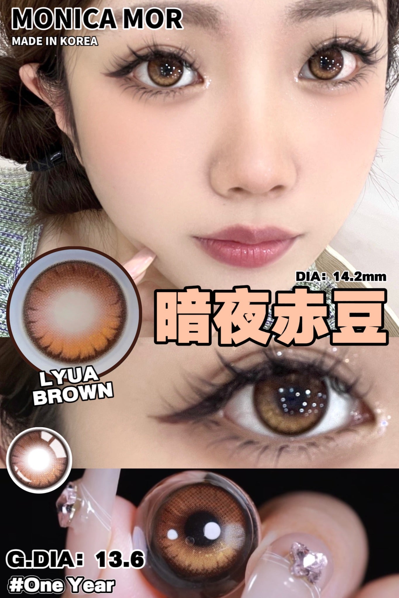 PUDDING Monica Mor Luya Brown 暗夜赤豆 | 1 Year, 1 Pc x 2
